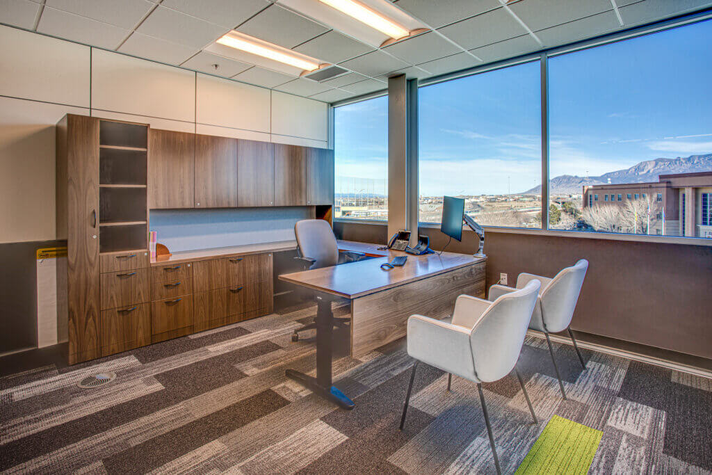 Atmosphere Albuquerque provided modular glass wall systems, office and collaborative spaces, a work café, conference and meeting rooms