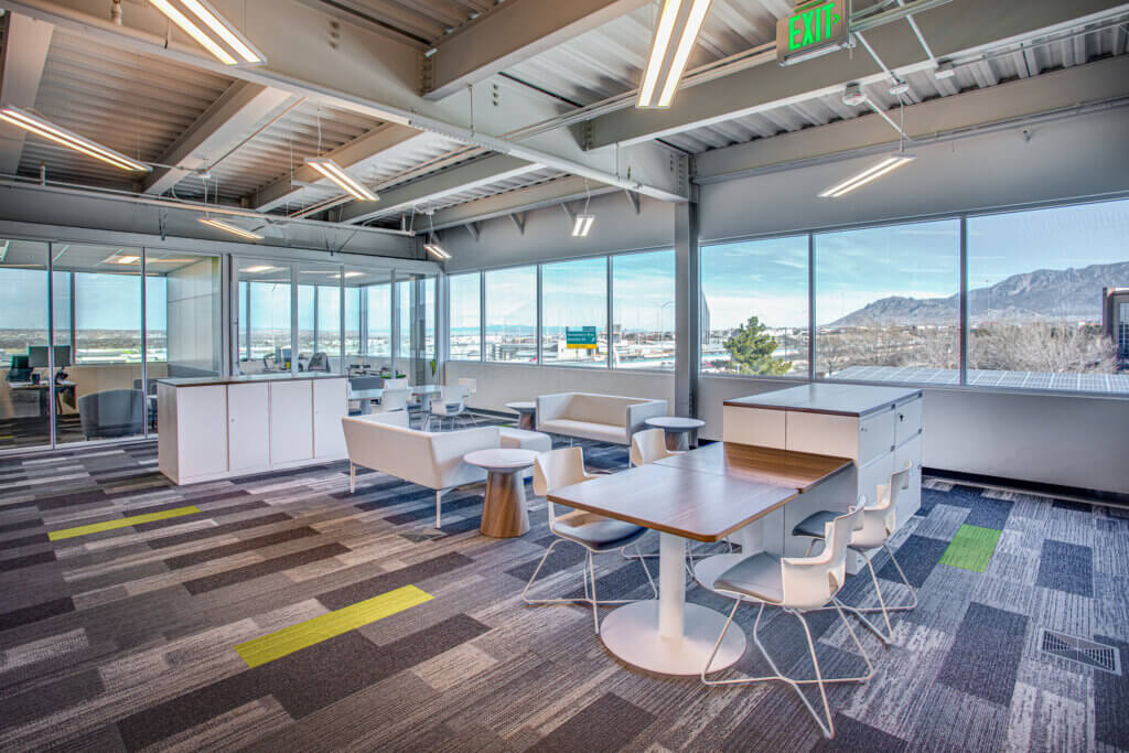 Atmosphere Albuquerque provided modular glass wall systems, office and collaborative spaces, a work café, conference and meeting rooms